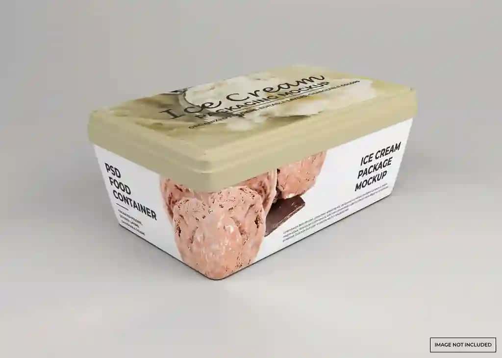 To'rtburchak muzqaymoq qadoqlash maketi | Rectangular ice cream packaging mockup