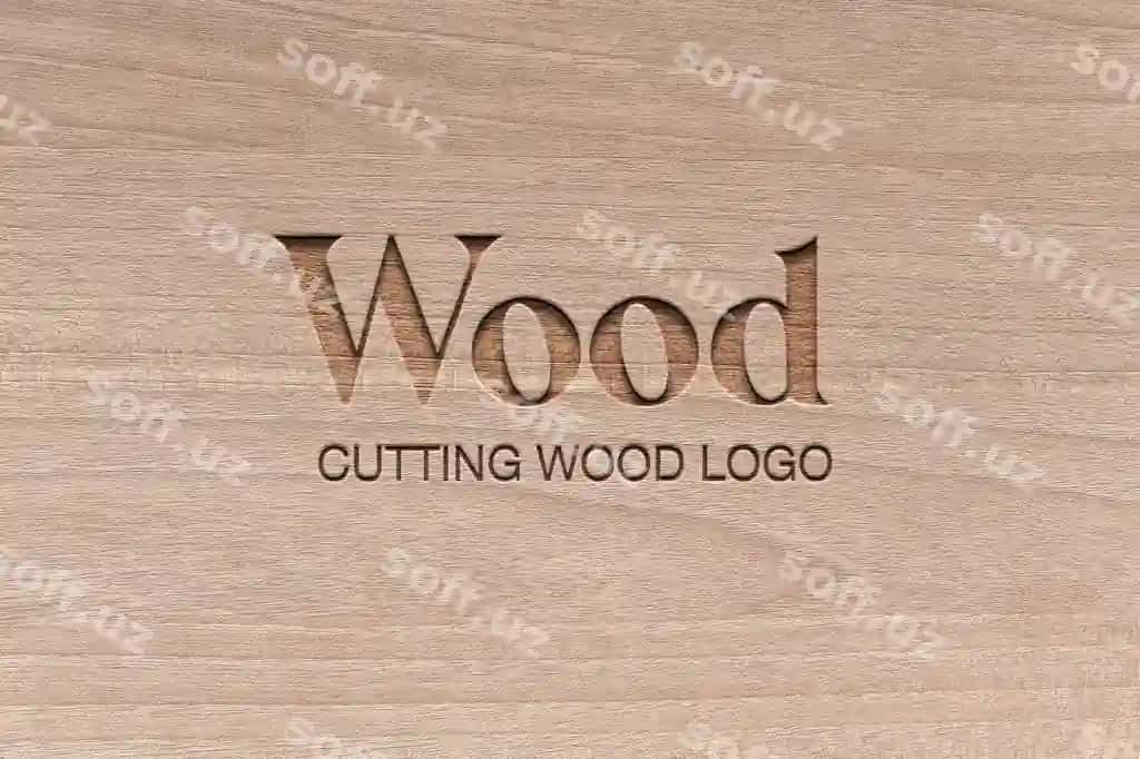 Xin kesish logotip mockup | Cutting wood logo mockup
