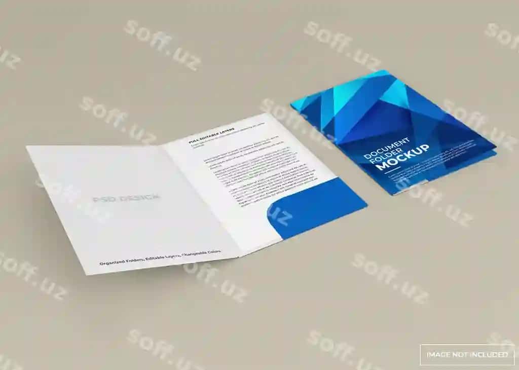 Hujjat papkasi mockup dizayni siloed | Document folder mockup design isolated