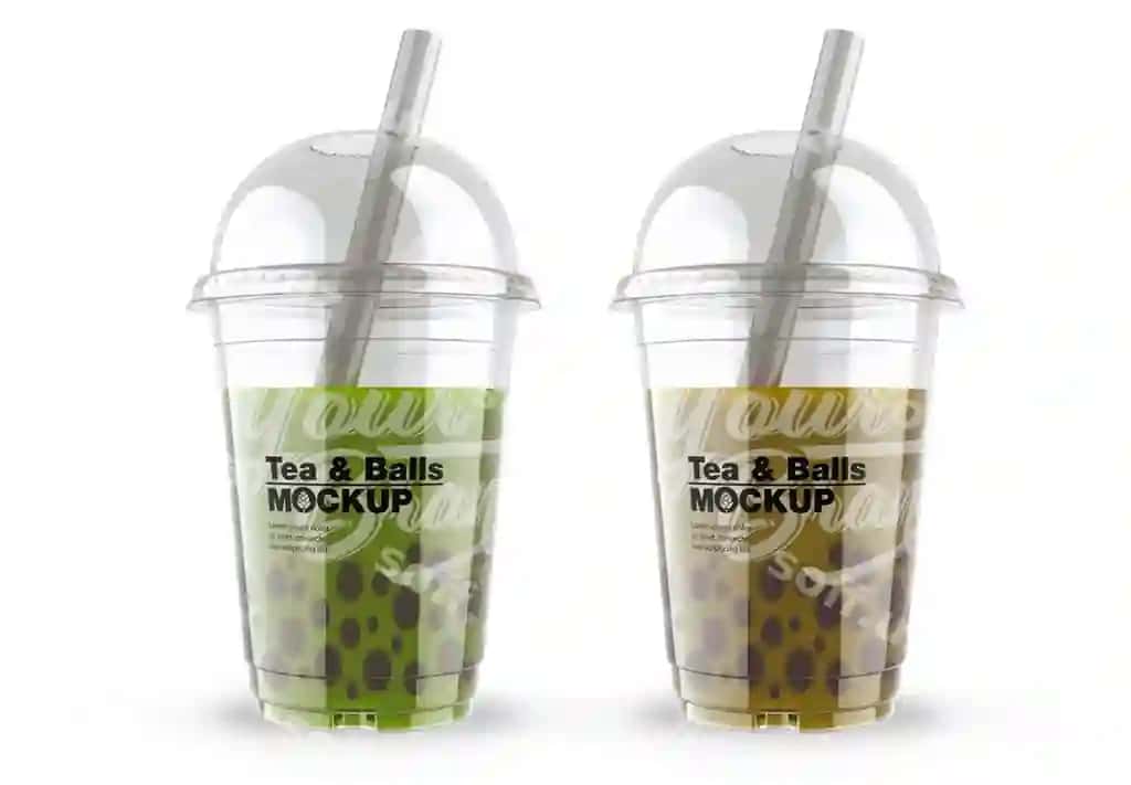 Pufakli choy stakanining maketi | Bubble tea cup mockup