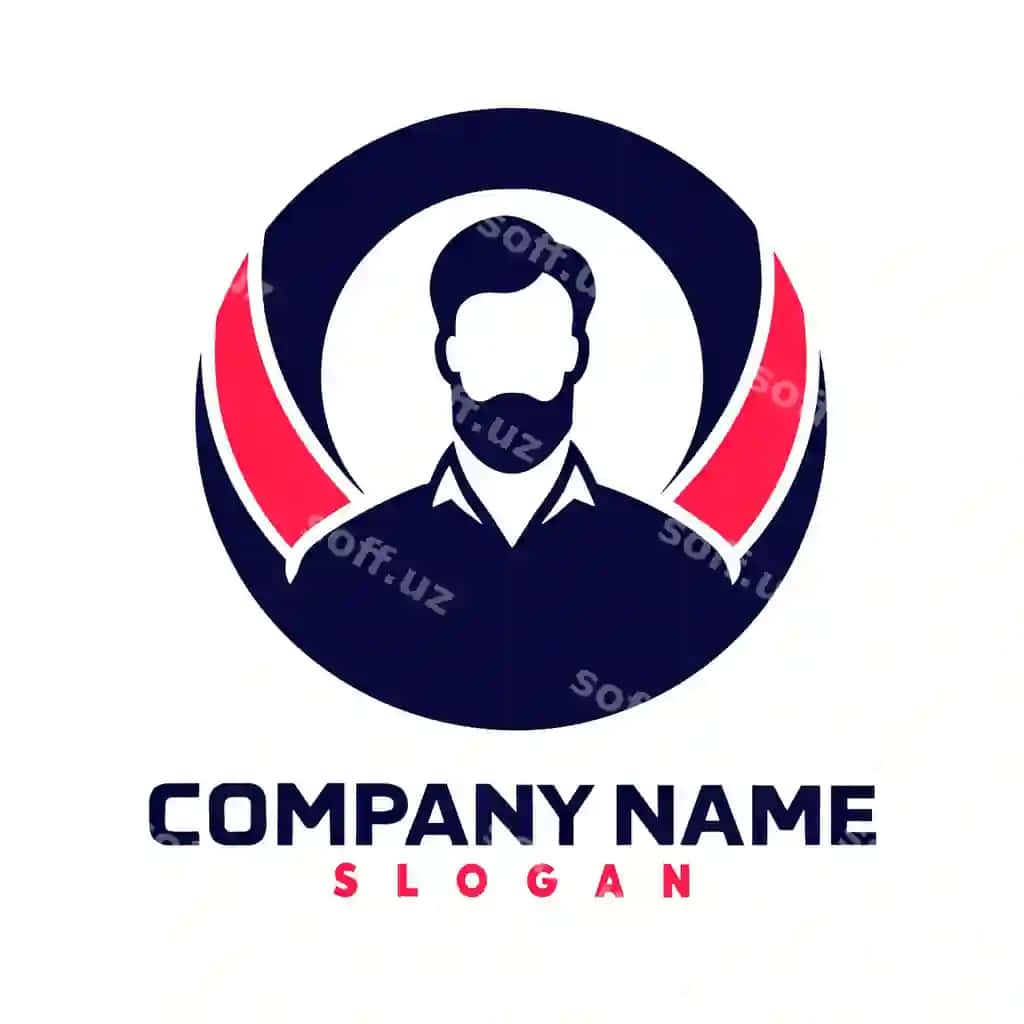 Kompaniya nomi yozilgan ko‘k doira | Man blue circle that says company name