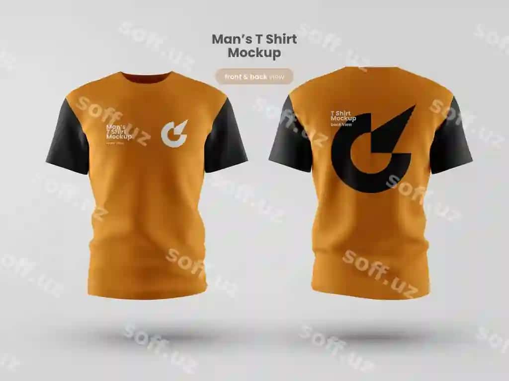 Premium moslashuvchi futbolka PSD mockup orqa oldi ko'rinishi | Premium customizable t shirt psd mockup back front view