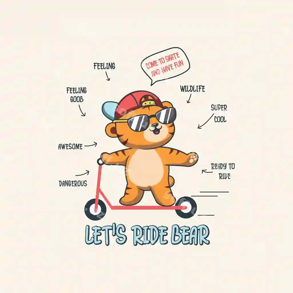 Vector so'ng ayiq skooterda yurmoq | Vector cool bear playing scooter