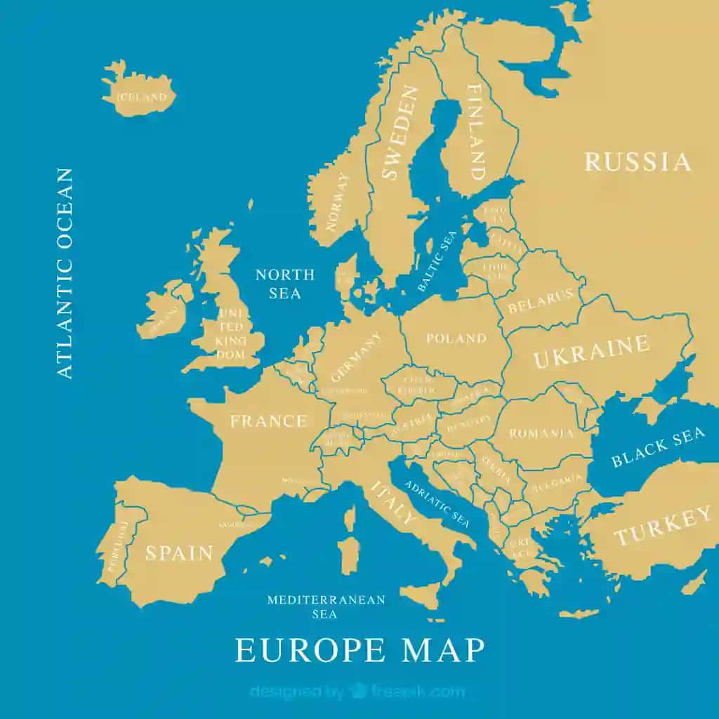 Yassi uslubdagi ranglar bilan Yevropa xaritasi | Map europe with colors flat style