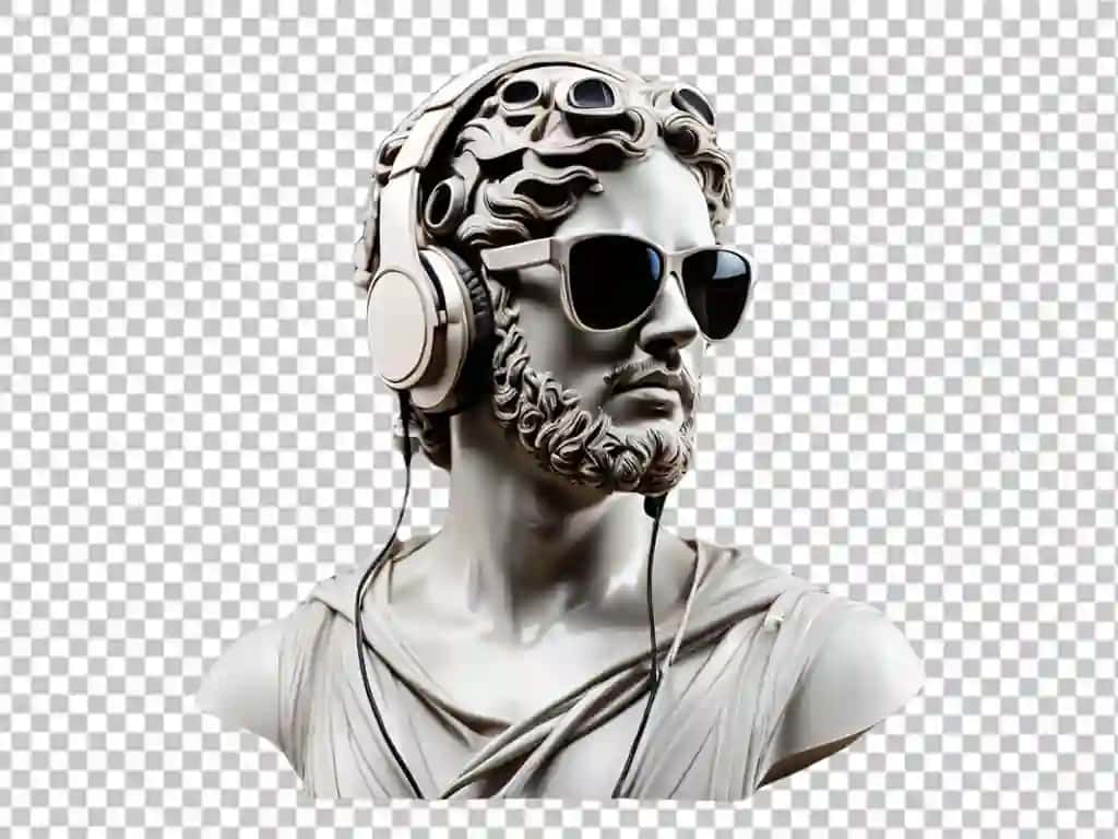 Eshitish vositasi taqqan Psd qadimgi yunon haykali | Psd ancient greek sculpture wearing headphone