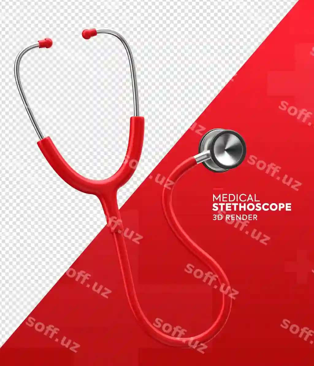 Haqiqiy tibbiy stetoskop 3D render | Realistic medical stethoscope 3d render