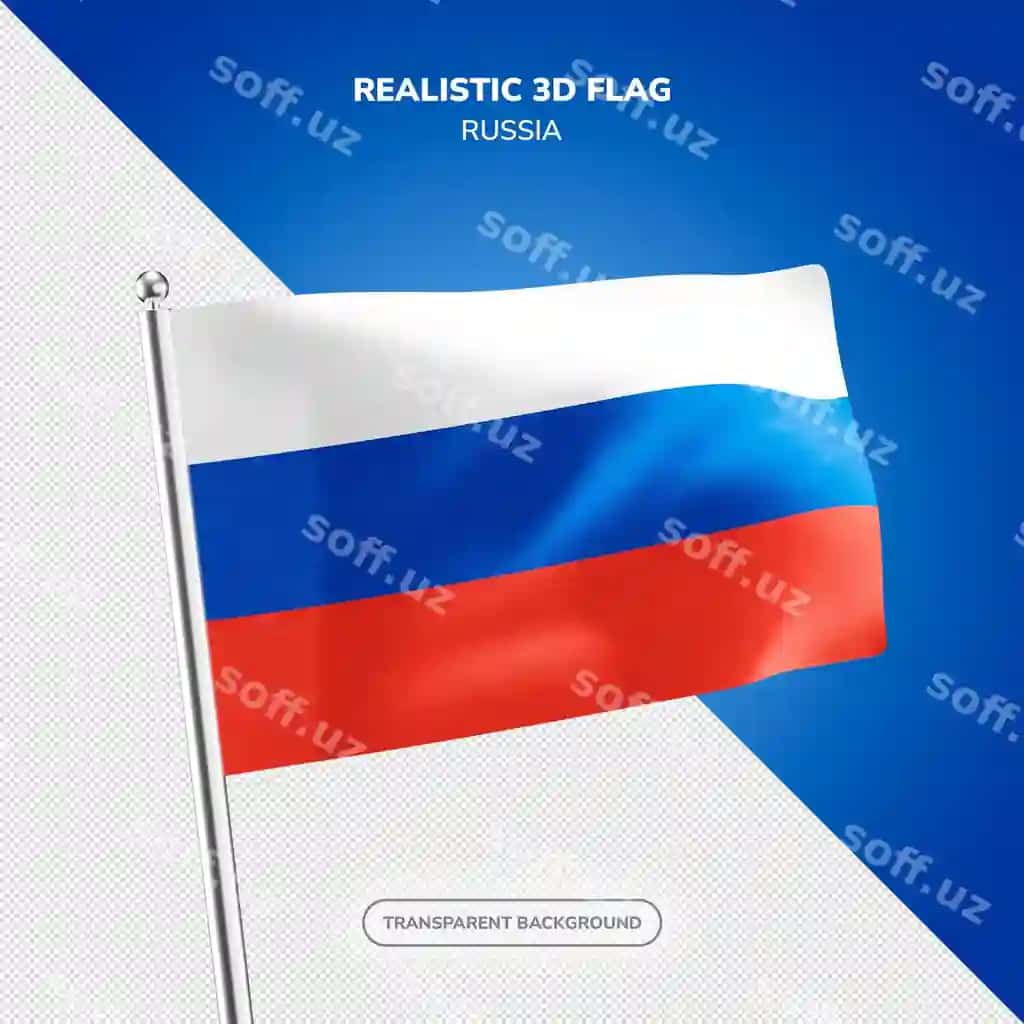 Psd Rusiya realistik 3D bayroq render | Psd russia realistic 3d flag render