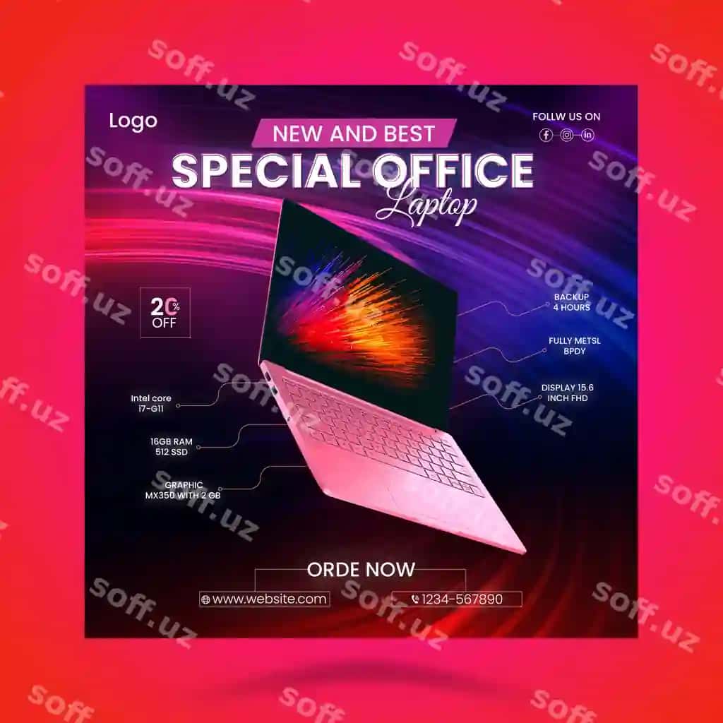 Yuqori performansli maxsus ofis noutbuk Instagram posti | Highperformance special office laptop instagram post
