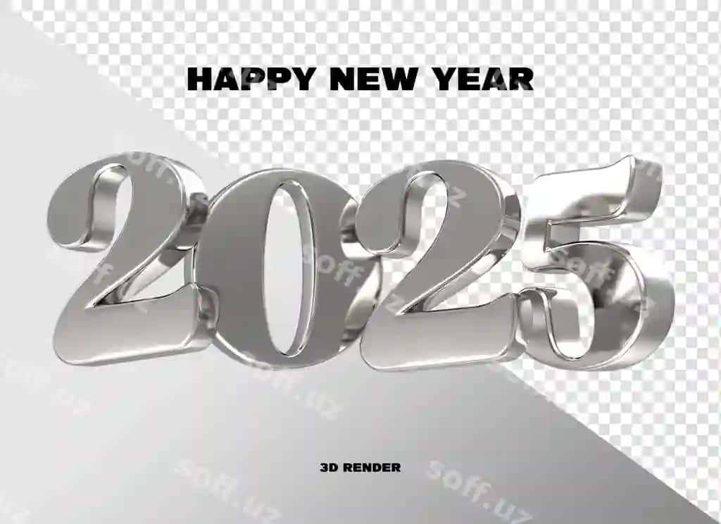 Baxtiyor yangi yil 2025-raqam 3D render | Happy new year number 2025 3d render