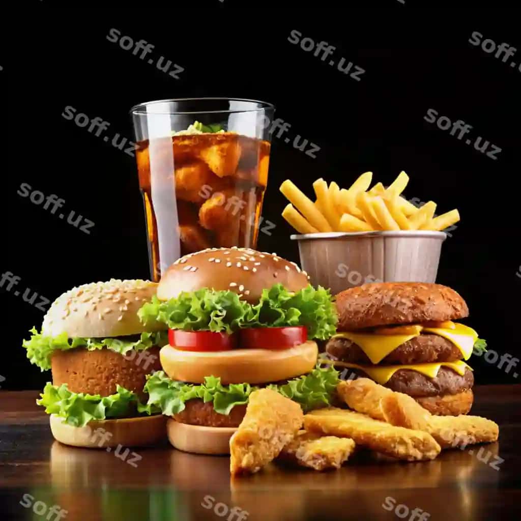 Mazali fast food qora orqa fonda 4k hd foto ijodiy loyihalar | Delicious fast food black background 4k hd photos creative projects
