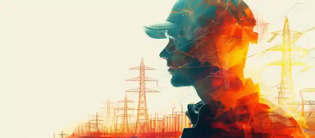 Raqamli illyustratsiya fonida o'ylangan ifodali odam profili | Digital illustration mans profile with thoughtful expression set against backdrop