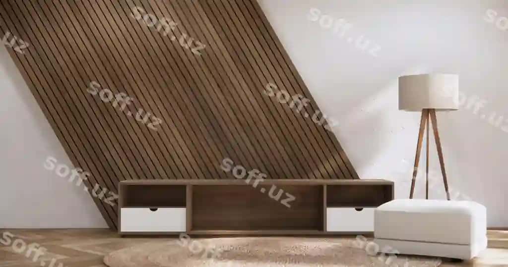 Shkaf xonasining yog'och ichki qismi vabisabi kreslosi divan bezaklari yaponcha uslubda 3D renderlash | Cabinet room wooden interior wabisabi armchair sofa decoration japanese style3d rendering