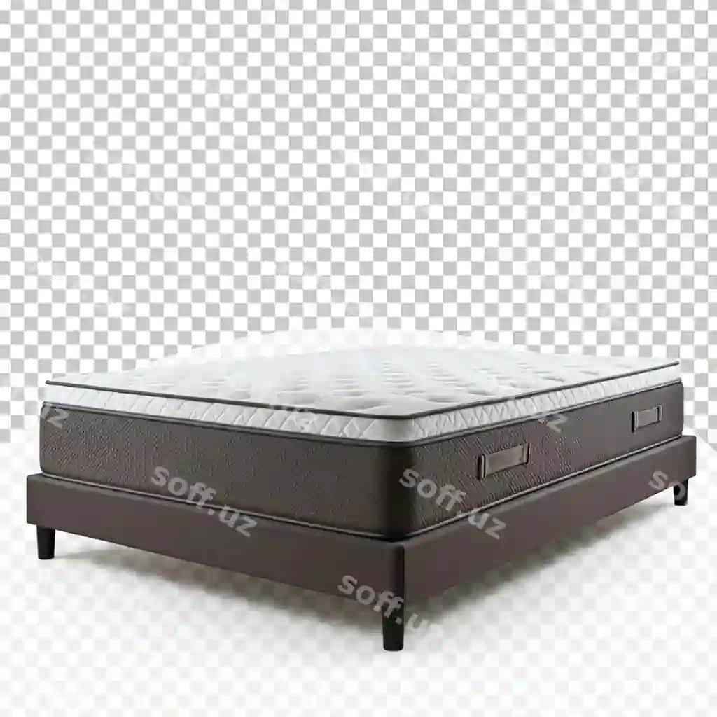 Zamonaviy qulay matras yog'ochdan yasalgan karavot ramkasi izolyatsiyalangan shaffof | Modern comfortable mattress wooden bed frame isolated transparent