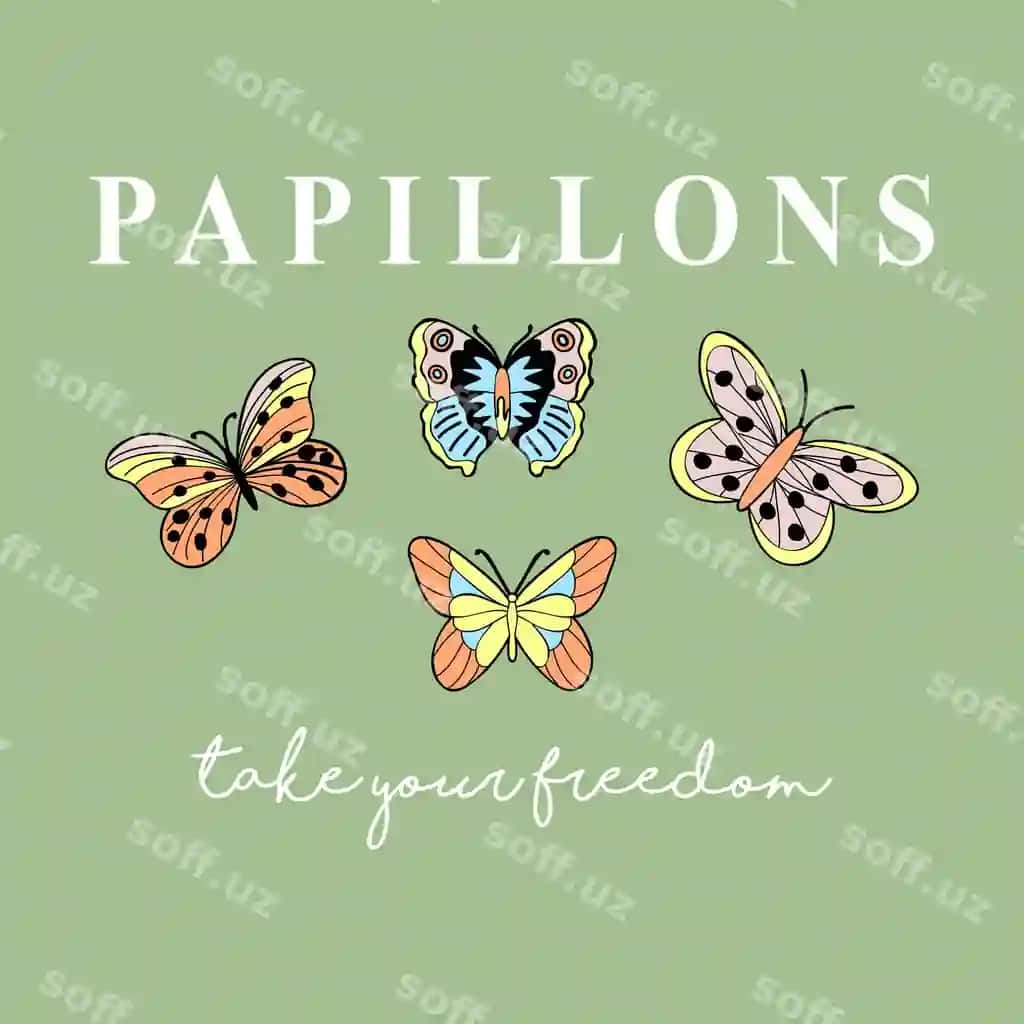 Retro pepelotlar matn bilan | Retro butterflies with text