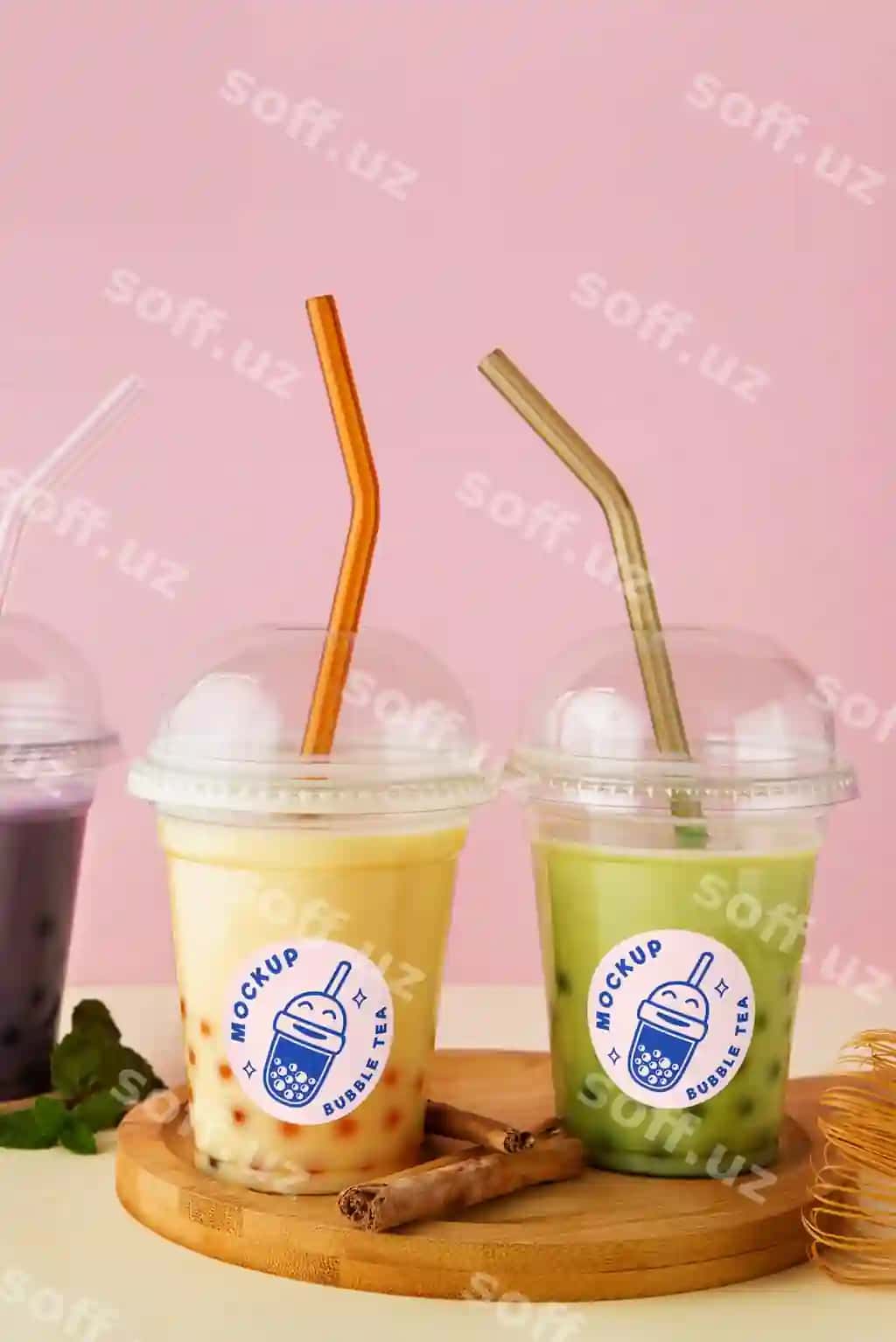 Ko'rish bubble choy plastik stakanchik shtrеl bilan | View bubble tea plastic cup with straw