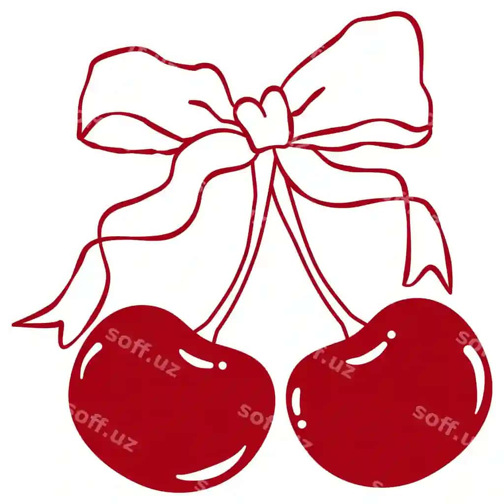 Sevishganlar kuni uchun yoqimli gilosli tasmasimon kokket gilosli gilos kliparti | Adorable cherry bow coquette cherries valentines day cherry clipart