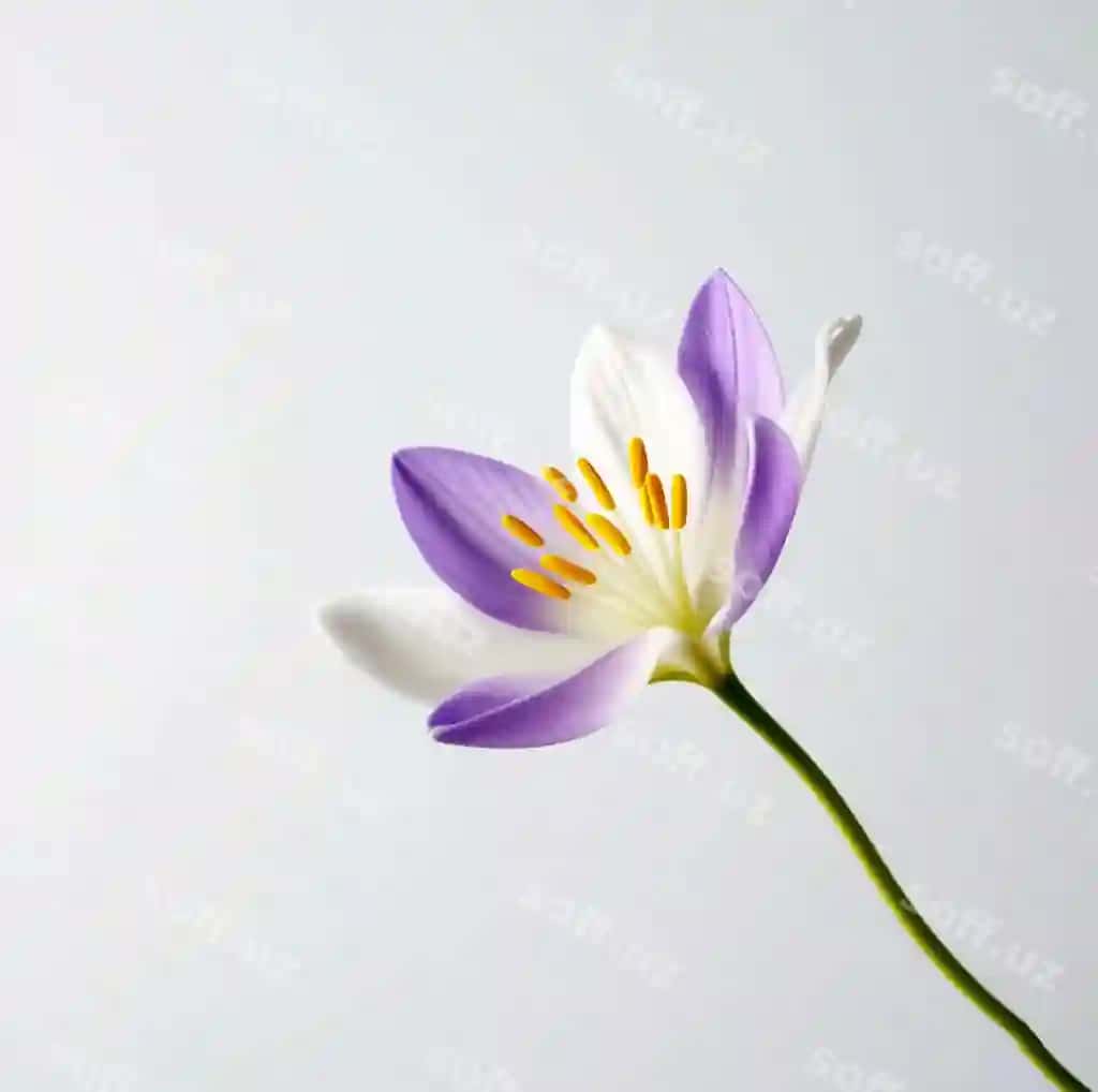 Binafsha oq gul sariq stamenlar bilan u | Purple white flower with yellow stamens it