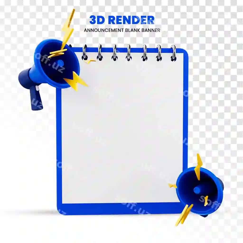 3D ko'rsatish muhim e'lon shaffof fon | 3d rendering important announcement transparent background