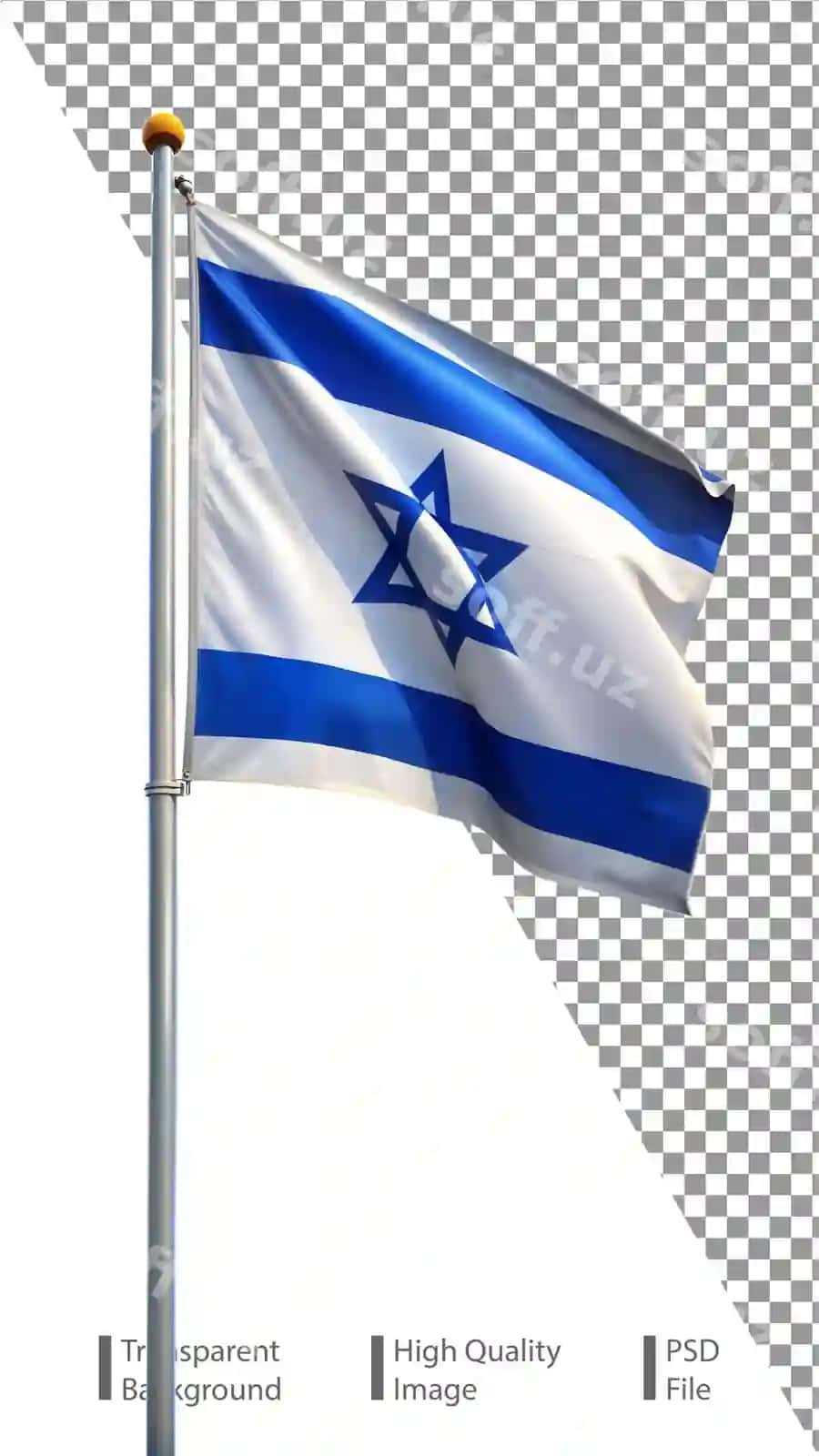 Shaffof fonda hilpiragan Isroil bayrog'i | Waving flag israel transparent background