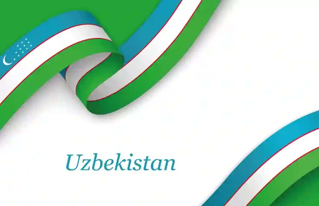 Oq fonda O'zbekiston bayrog'i tasvirlangan lenta | Ribbon with fllag uzbekistan white background