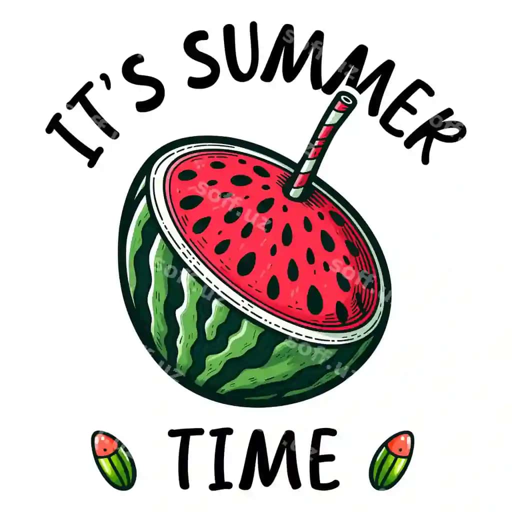 Yozgi tipografiya yozgi tipografiya dizayni bilan tarvuz klipi | Watermelon clipart with summer typography summer typography design