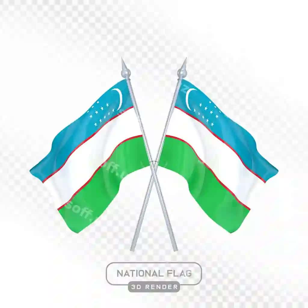 O'zbekiston davlat bayrog'i 3D tasviri | Uzbekistan national flag 3d render