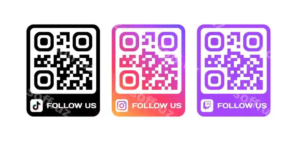 Bizni ijtimoiy tarmoqlarda kuzatib boring, QR kodlari, tik tok, instagram, twitch | Follow us social media qrcodes follow us tik tok instagram twitch