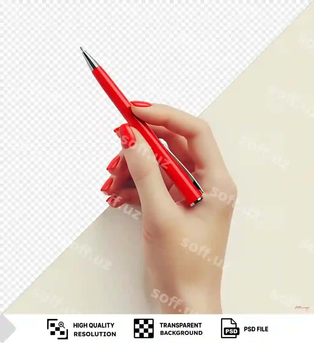 Yaqindan ko'rilgan ayolning qo'lida qalam ushlagan holda yozish imo-ishorasi png | Close up woman s hand holding pen writing gesture png