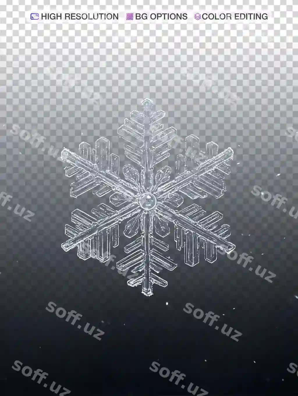 Elegant qor basketi qorong'iq minimal orqa fonda | Elegant snowflake dark minimal background