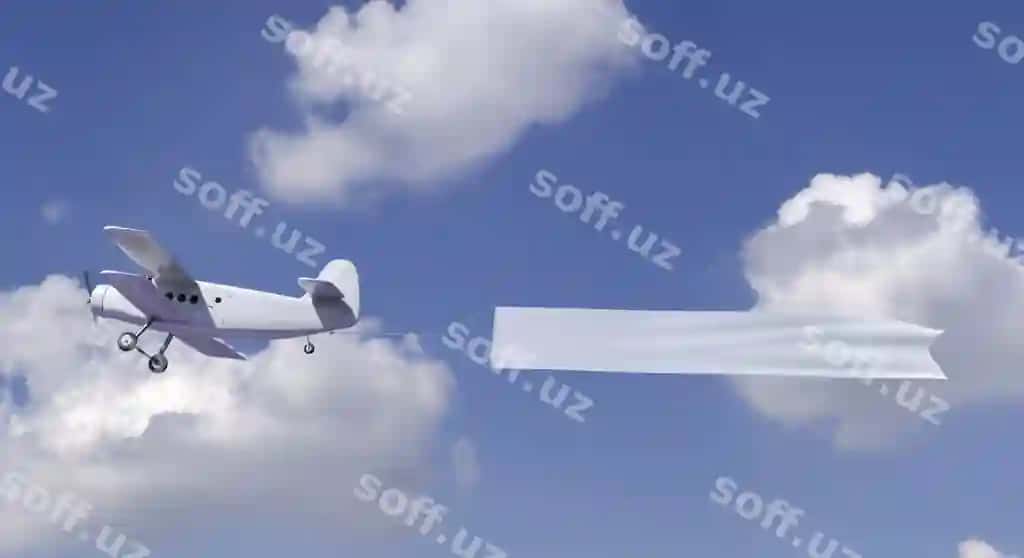Uchuvchi samolyot osmonda banner bilan namuna | Flying airplane sky with banner mock up