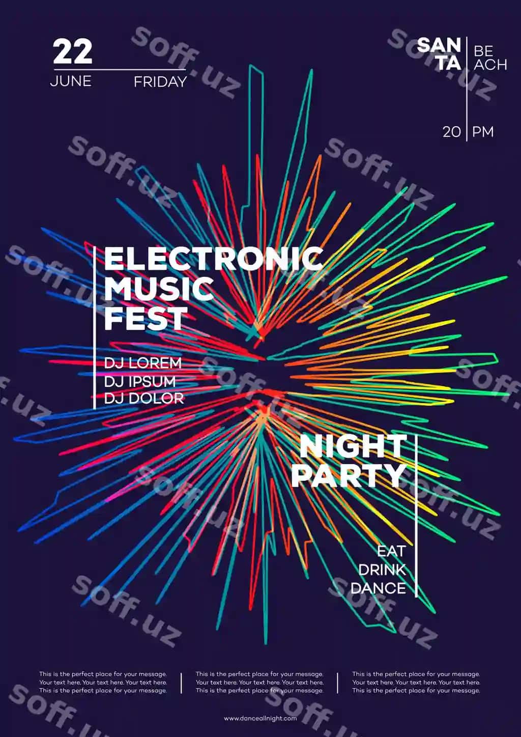 Elektron musiqa to'y posteri trendi klub to'y flyeri zamonaviy gradientlar | Electronic music party poster trendy club party flyer modern gradients
