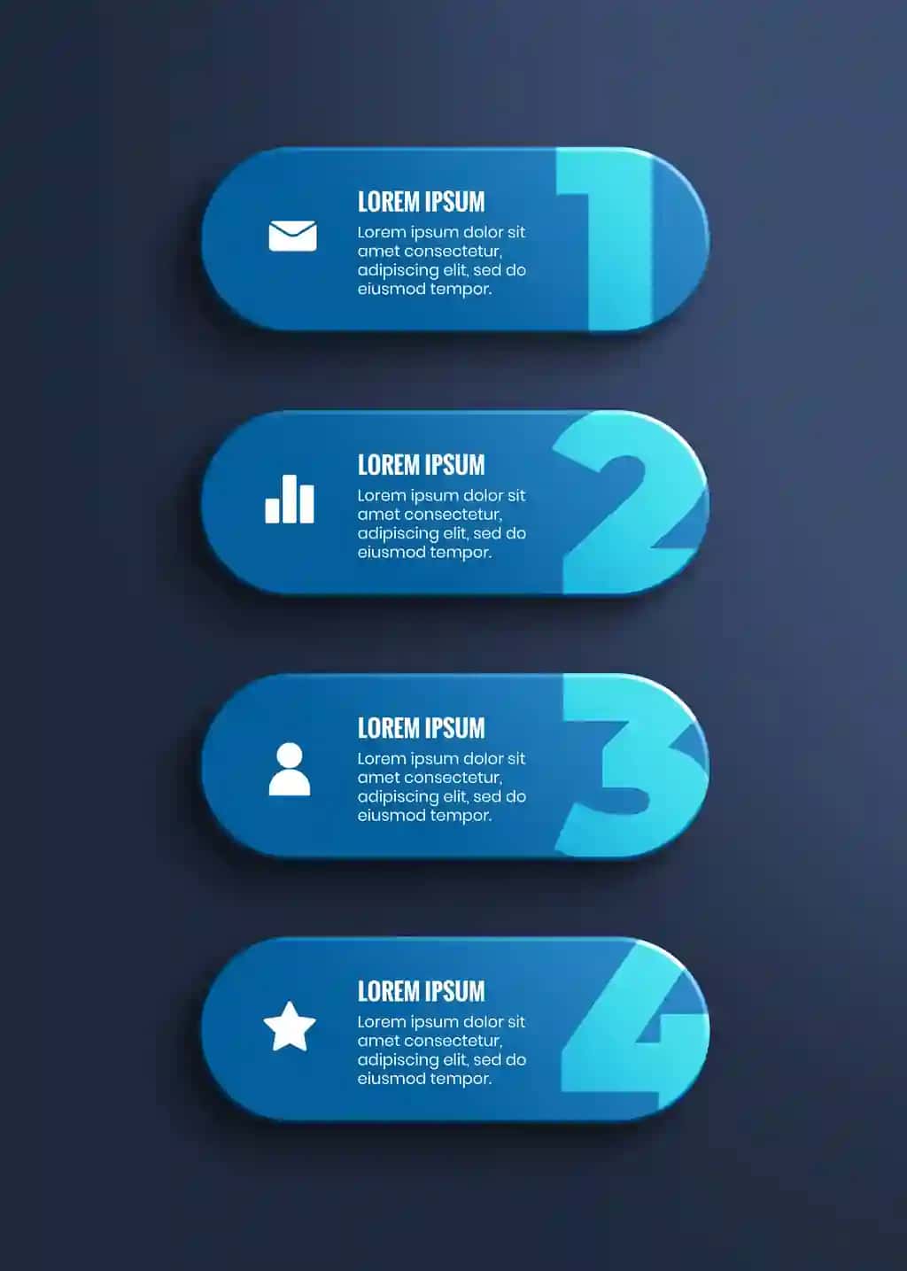 Raqamli piktogrammali 3D ko'k korporativ infografika | 3d blue corporate infographic with numbers icons