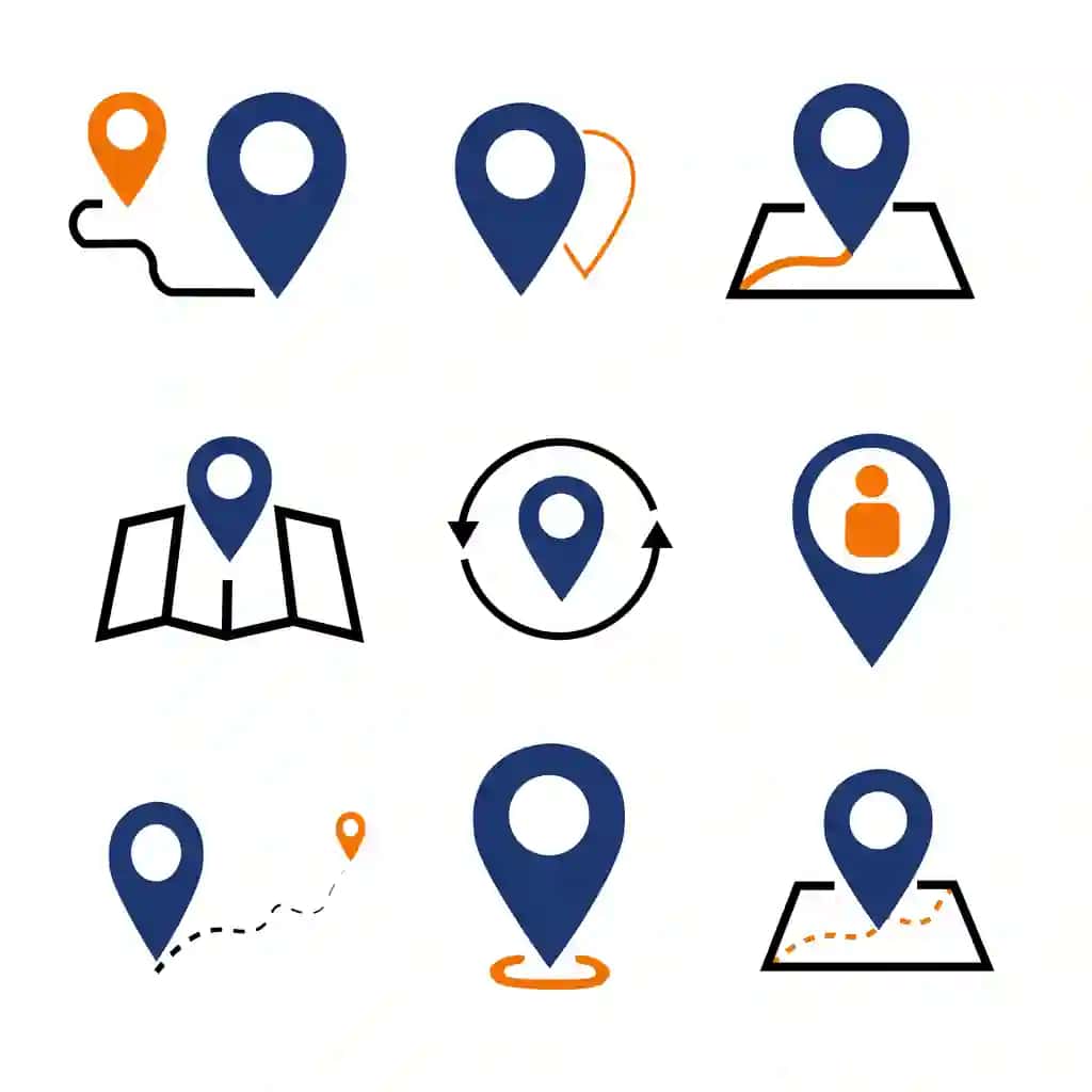 Xarita PIN navigatsiya piktogrammalari tekis uslubni o'rnatadi | Map pin navigation icons set flat style