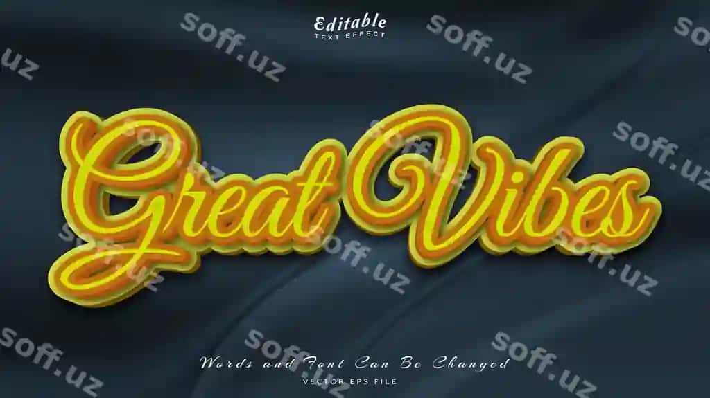 Great Vibes tahrirlanadigan matn effekti bepul shrift | Great vibes editable text effect free font
