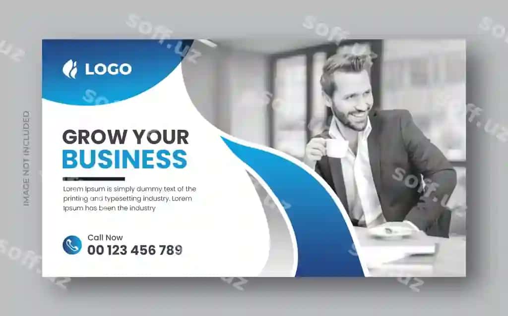 Biznes tahrir qilish Youtube miniatura dizayni video qoplash veb banner | Business editable youtube thumbnail design video cover web banner