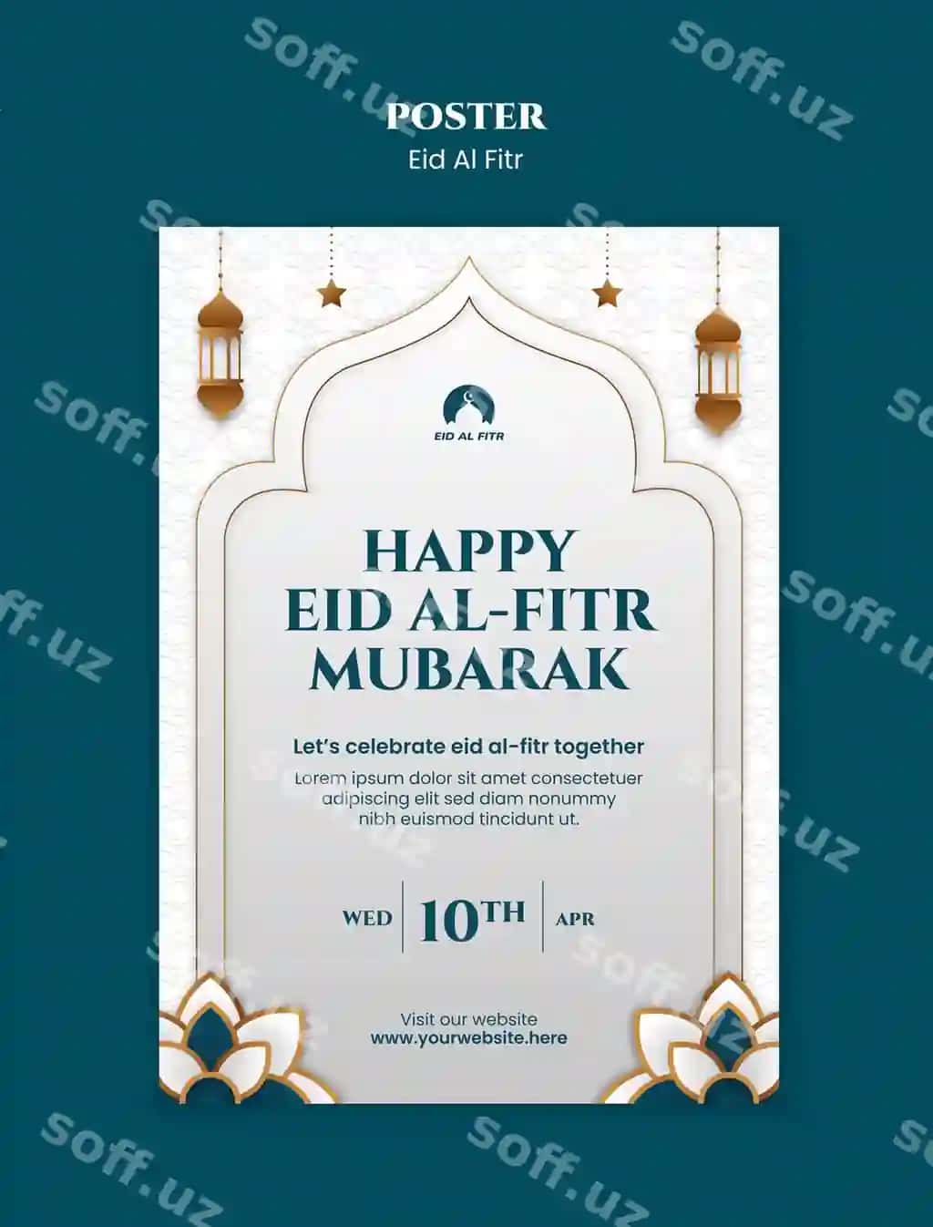 Fitr bayrami tabrigi shabloni | Eid al fitr celebration poster template