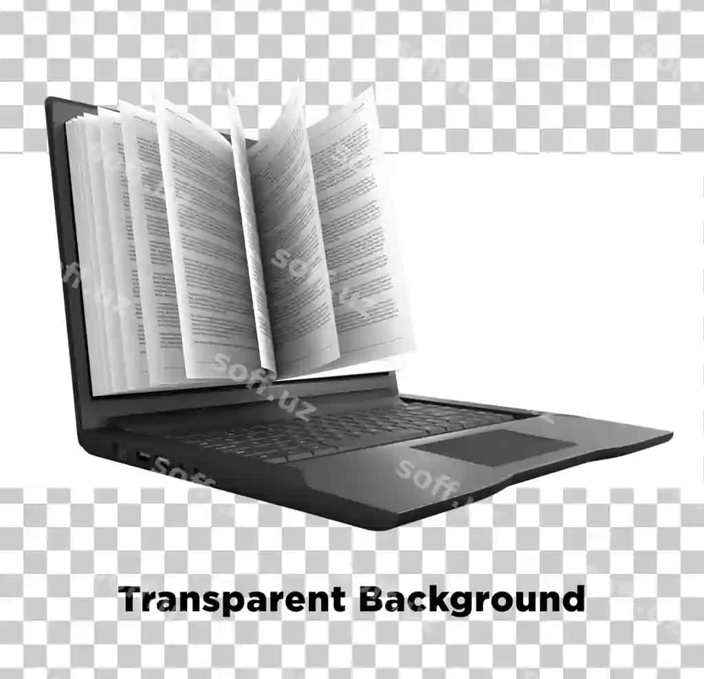 E-kitob onlayn o'quv shaffof orqa fonda | E book online study transparent background