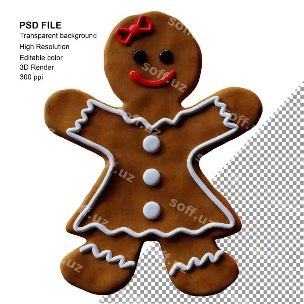 3D render an'iy shirin qurdiu qiz | 3d render traditional gingerbread girl