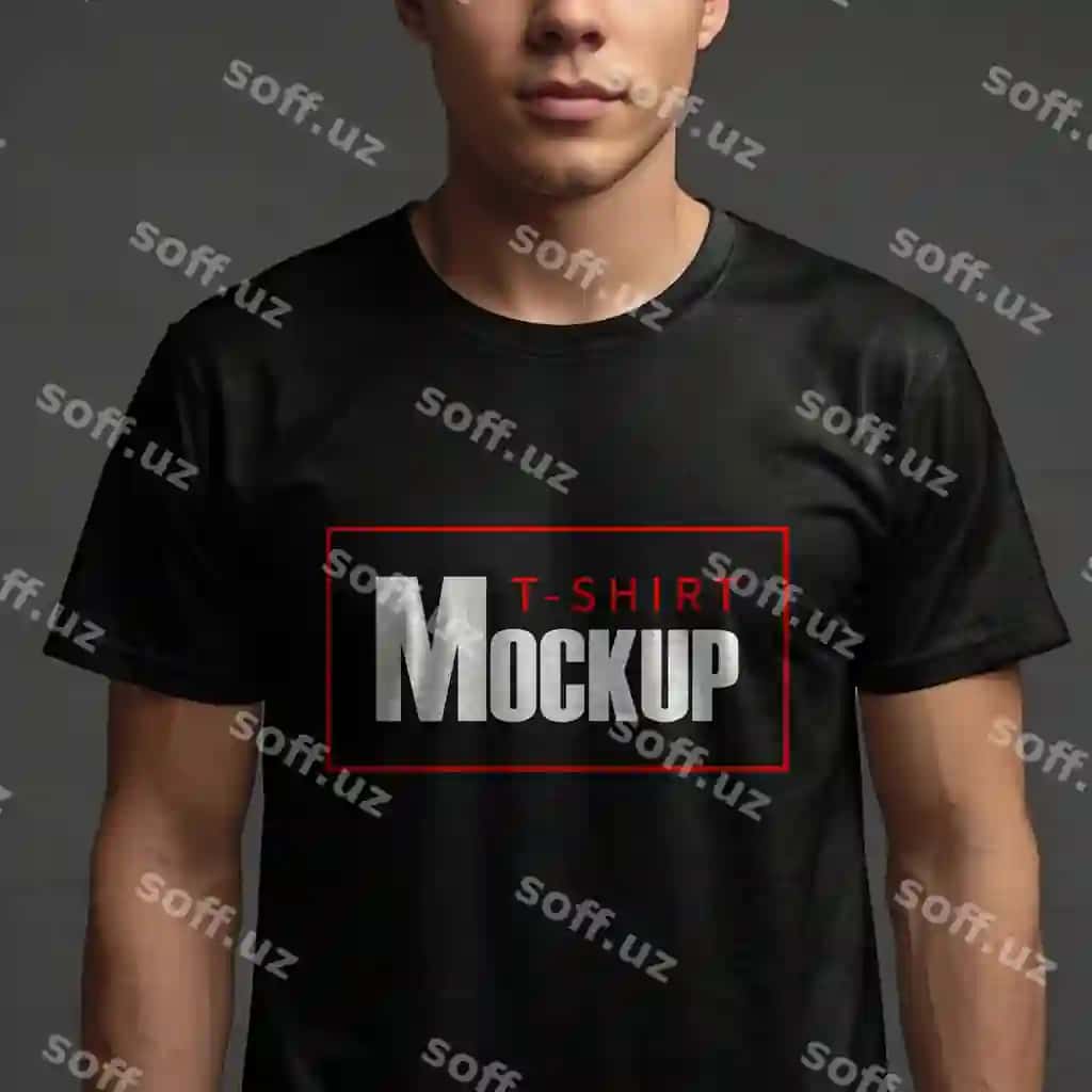 Qora tshirt mockup shablon | Black tshirt mockup template