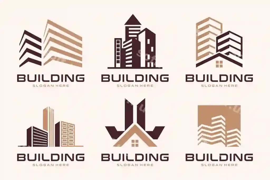 Uy qurish ko'chmana emas logotip dizayni to'plami | Building house real estate logo design collection