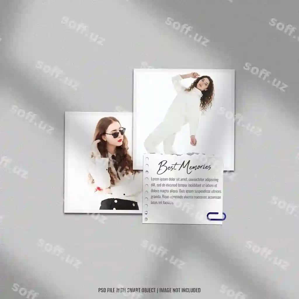 Eng yaxshi esdaliklar chiroyli foto ramka polaroid mockup premium psd | Best memories elegant photo frame polaroid mockup premium psd