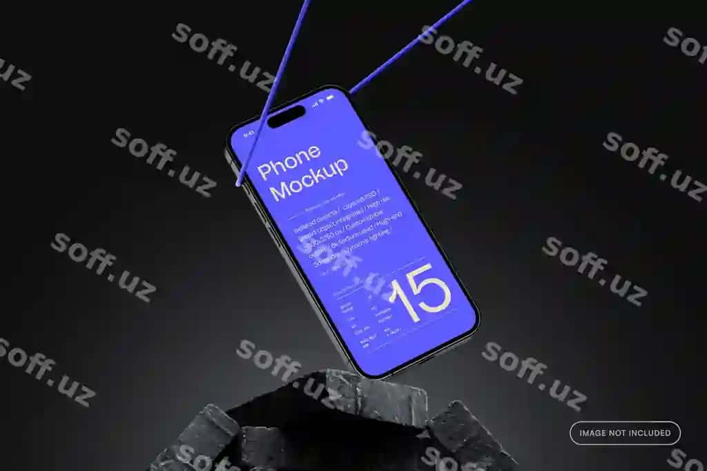 Telefon maketi qora tosh | Phone mockup dark stone