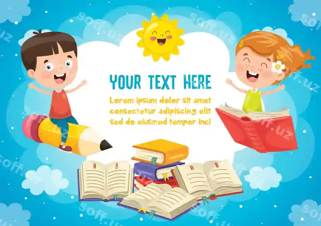 Yoqimli bolalar bilan rangli shablon | Colorful template with cute children