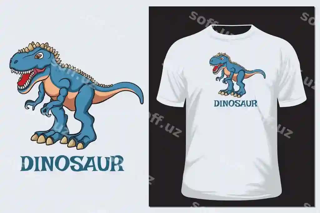 Komik dinozavr futbolkalari dizayn vektori | Comic dinosaur t shirt design vector