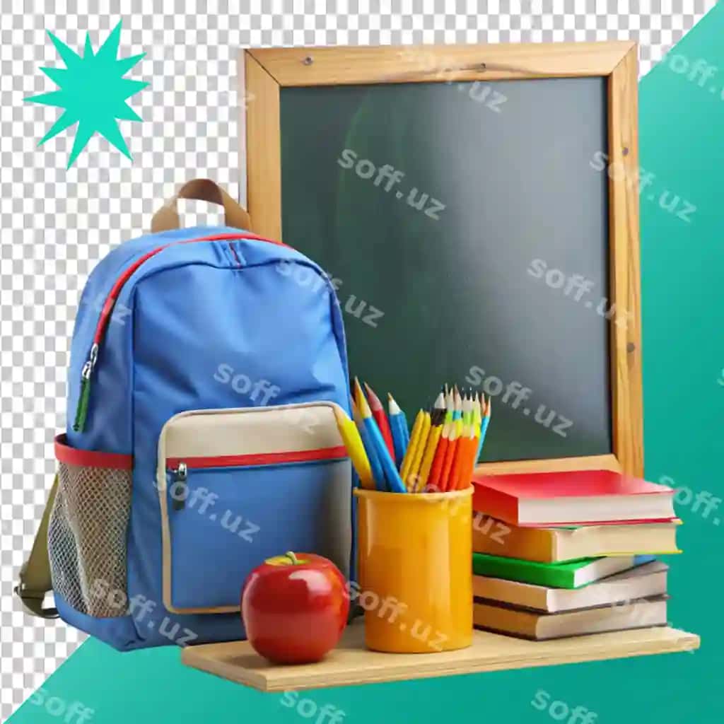 Maktabgacha shaffof fon | Back school transparent background