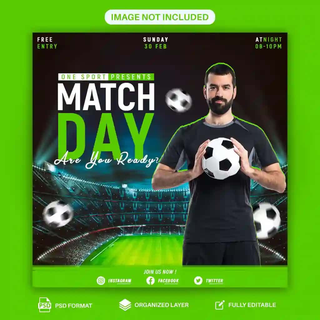Psd futbol ijtimoiy media shablon dizayni | Psd football social media template design