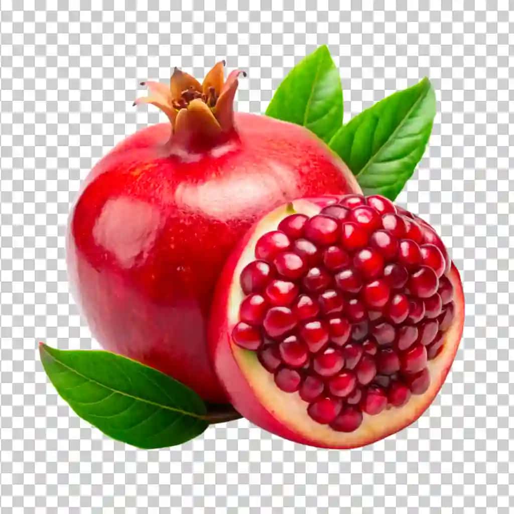 Yangi anor haqiqiy izolyatsiya qilingan oq fon | Fresh pomegranate realistic isolated white background