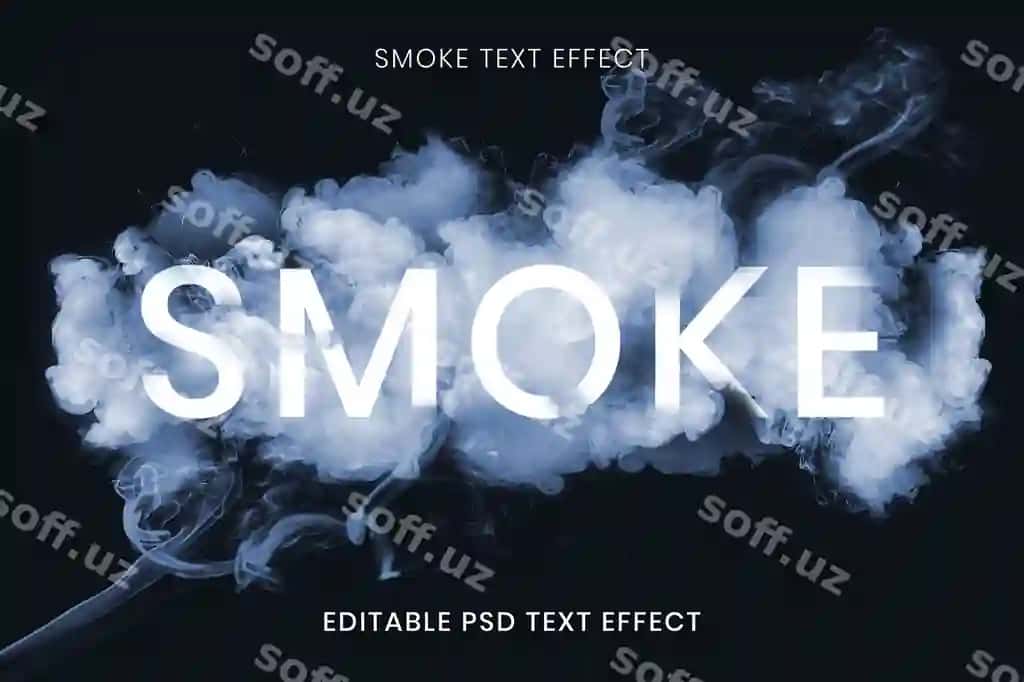 Tahrir qilish mumkin dymli matn effekti PSD shablon | Editable smoke text effect psd template