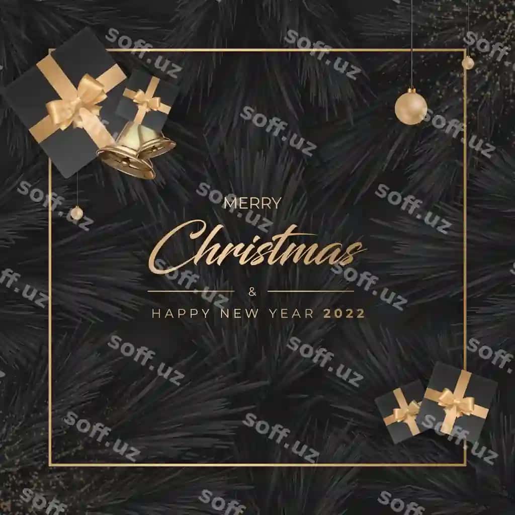 Rojdestvo muborak, Yangi yil muborak post shabloni qora fonda | Merry christmas happy new year post template with dark background