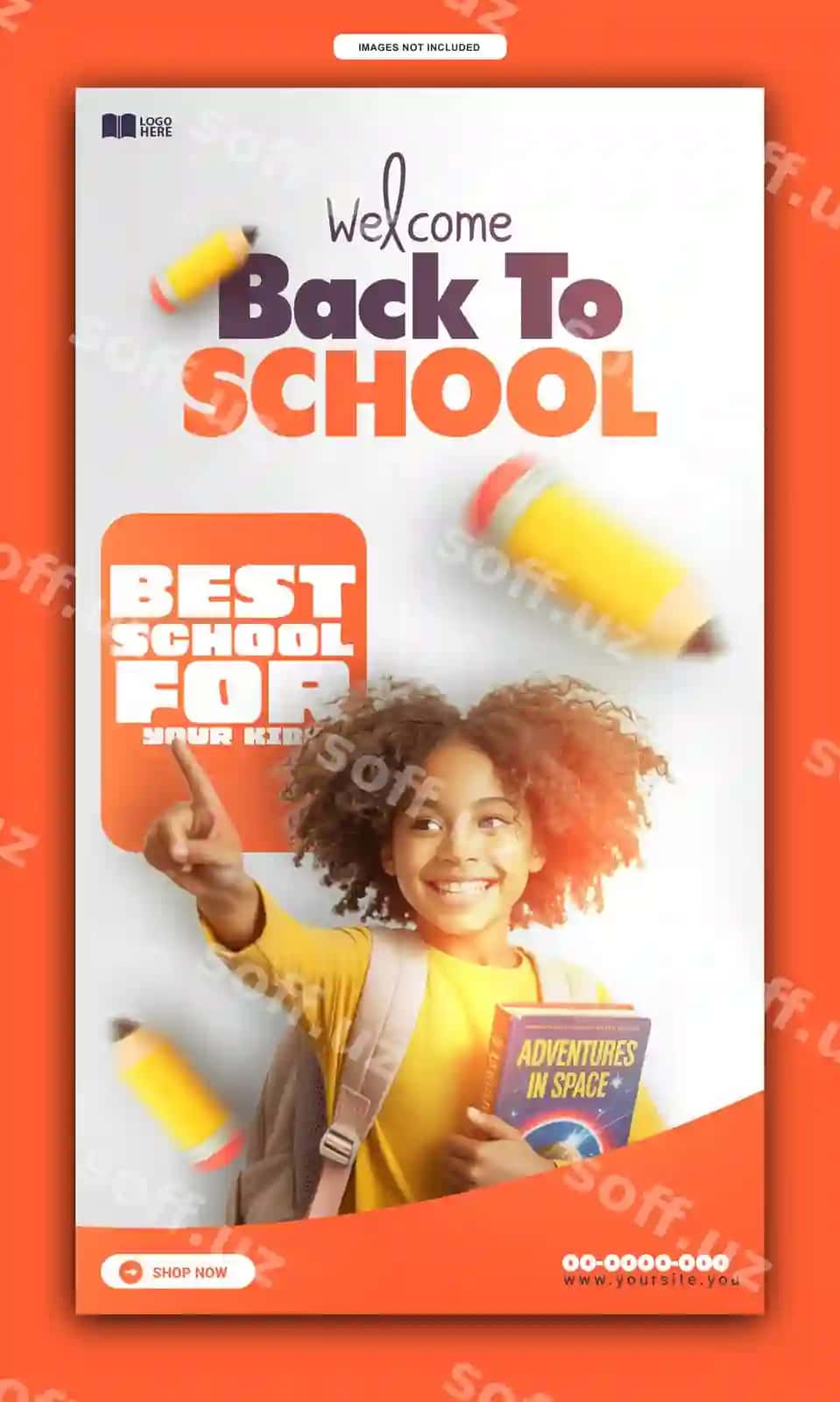 Maktabga qaytish chegirmali taklif Instagram hikoya shabloni | Back school with discount offer instagram story template